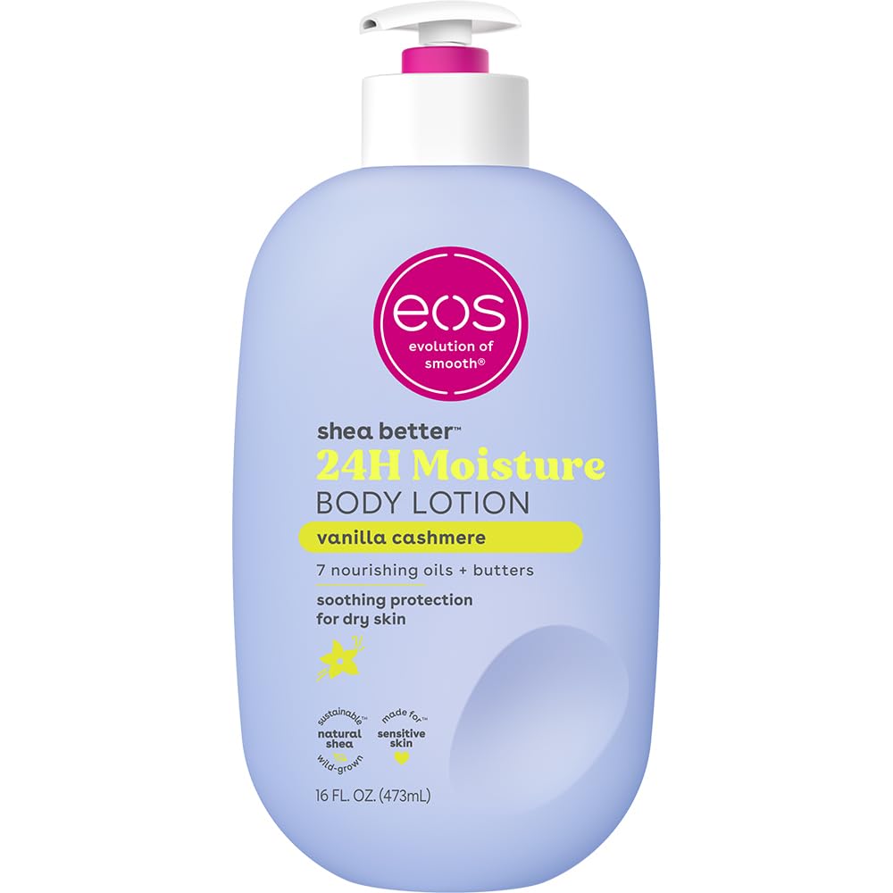 eos Shea Better Body Lotion Vanilla Cashmere, 24 - Hour Moisture Skin Care, Lightweight & Non - Greasy, Natural Shea, Vegan, Vanilla Body Lotion, 16 fl oz - 7DAY'S