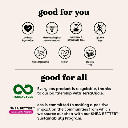 eos Shea Better Body Lotion Vanilla Cashmere, 24 - Hour Moisture Skin Care, Lightweight & Non - Greasy, Natural Shea, Vegan, Vanilla Body Lotion, 16 fl oz - 7DAY'S