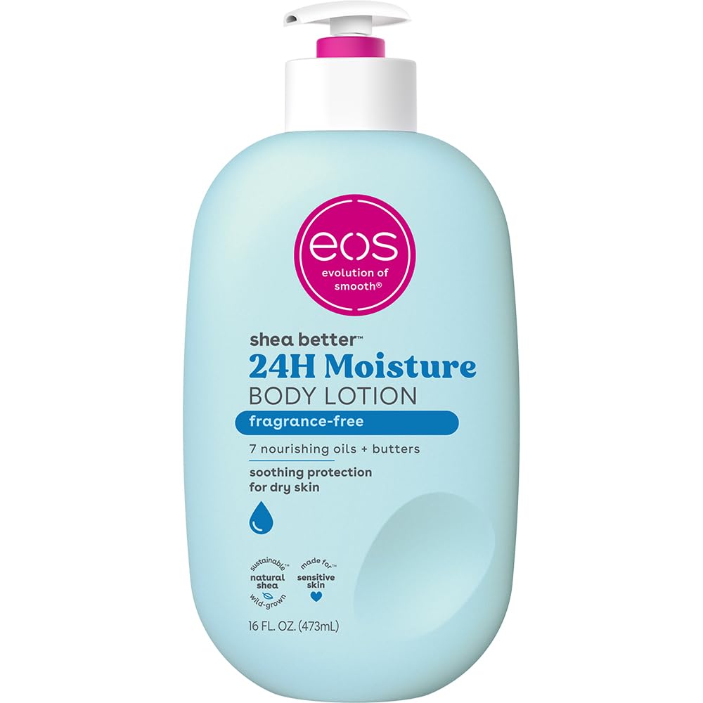eos Shea Better Body Lotion Vanilla Cashmere, 24 - Hour Moisture Skin Care, Lightweight & Non - Greasy, Natural Shea, Vegan, Vanilla Body Lotion, 16 fl oz - 7DAY'S