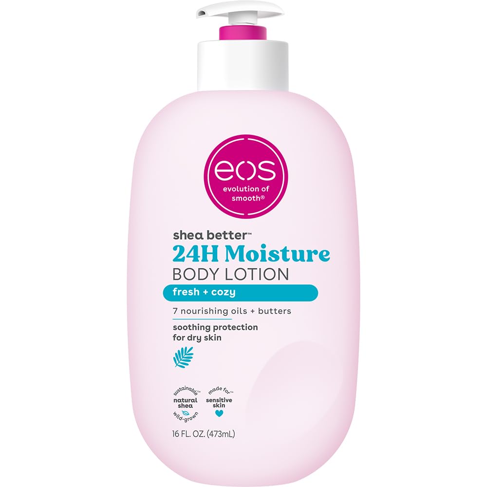 eos Shea Better Body Lotion Vanilla Cashmere, 24 - Hour Moisture Skin Care, Lightweight & Non - Greasy, Natural Shea, Vegan, Vanilla Body Lotion, 16 fl oz - 7DAY'S
