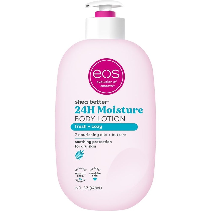 eos Shea Better Body Lotion Vanilla Cashmere, 24 - Hour Moisture Skin Care, Lightweight & Non - Greasy, Natural Shea, Vegan, Vanilla Body Lotion, 16 fl oz - 7DAY'S