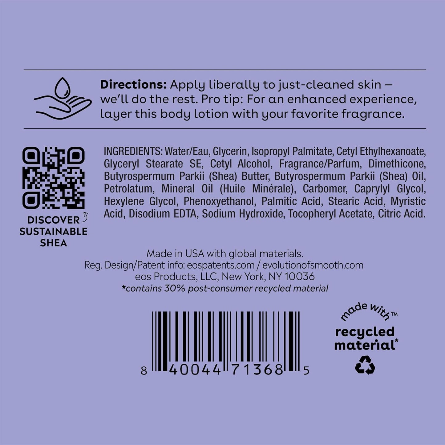 eos Shea Better Body Lotion Vanilla Cashmere, 24 - Hour Moisture Skin Care, Lightweight & Non - Greasy, Natural Shea, Vegan, Vanilla Body Lotion, 16 fl oz - 7DAY'S