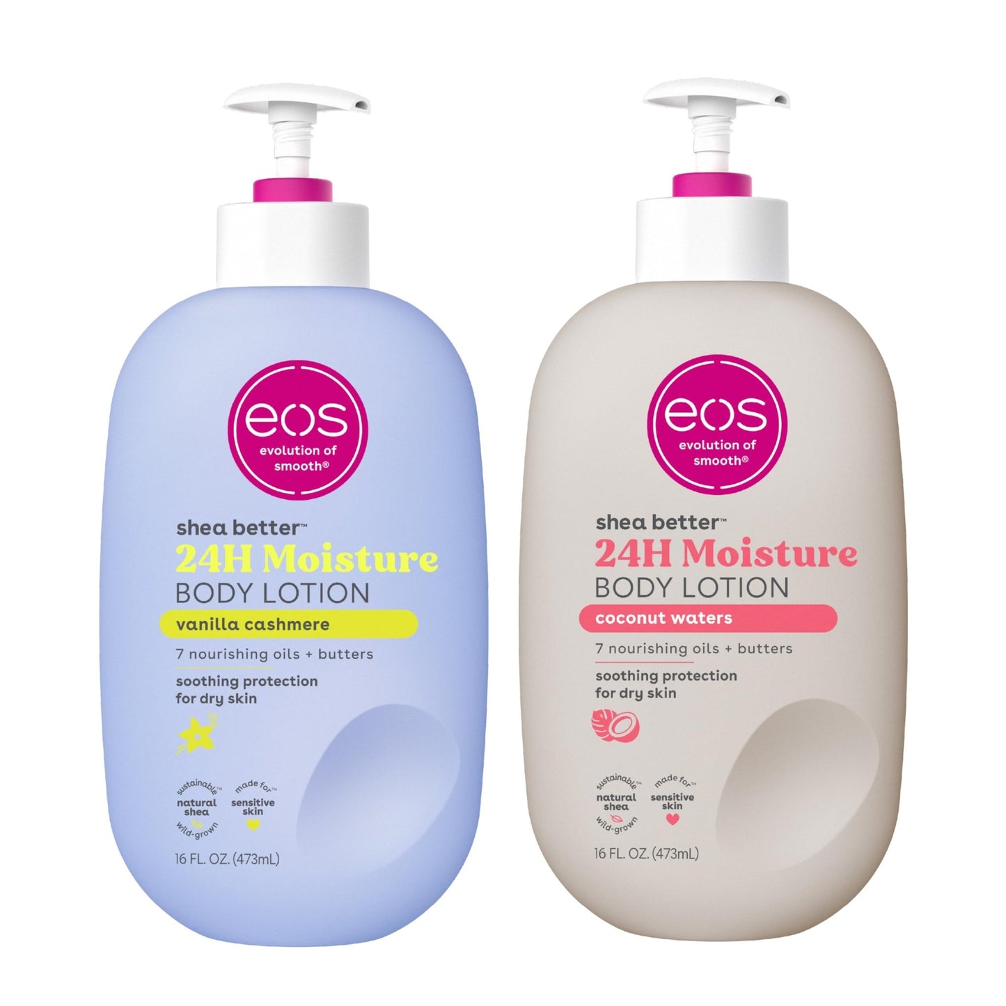 eos Shea Better Body Lotion Vanilla Cashmere, 24 - Hour Moisture Skin Care, Lightweight & Non - Greasy, Natural Shea, Vegan, Vanilla Body Lotion, 16 fl oz - 7DAY'S