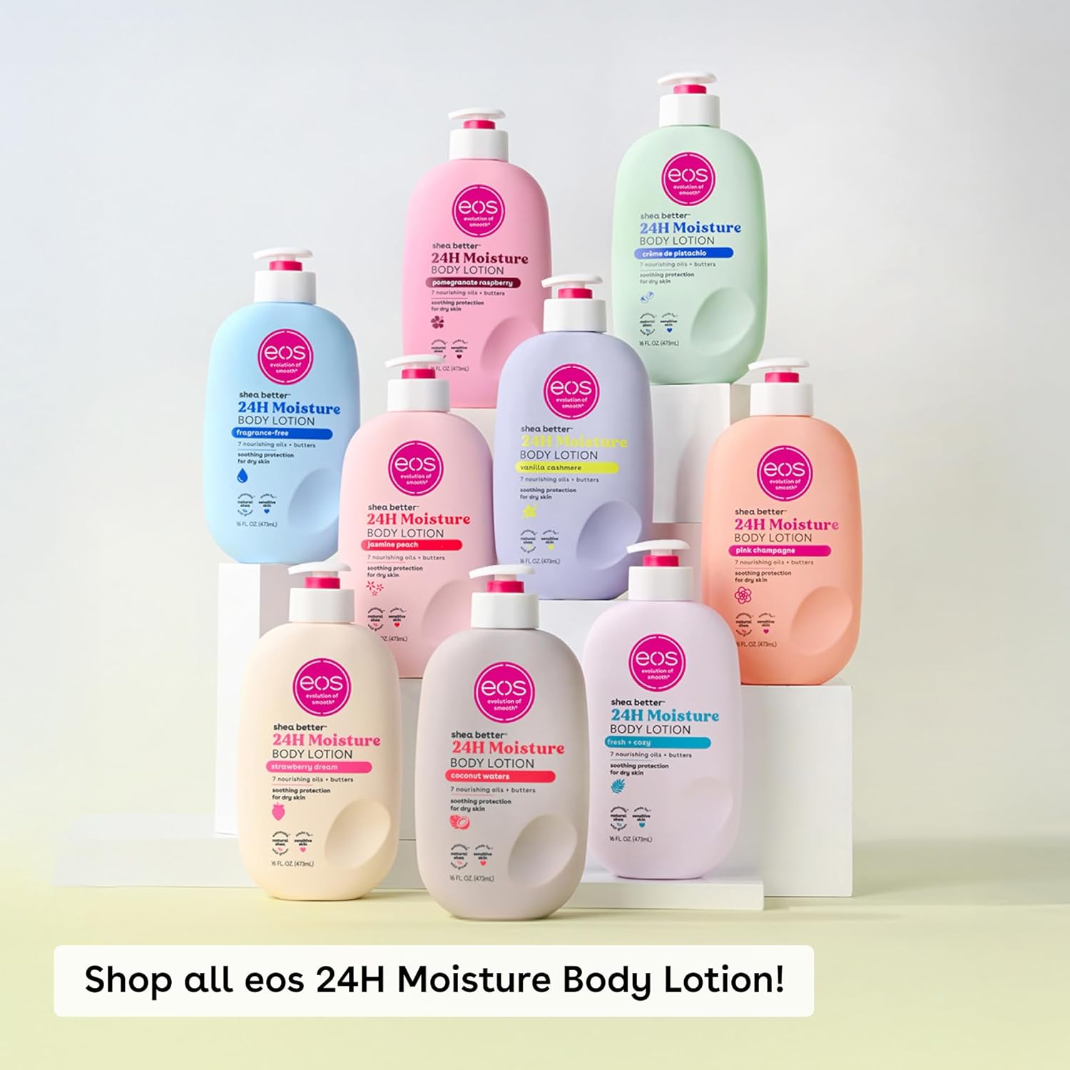 eos Shea Better Body Lotion Vanilla Cashmere, 24 - Hour Moisture Skin Care, Lightweight & Non - Greasy, Natural Shea, Vegan, Vanilla Body Lotion, 16 fl oz - 7DAY'S
