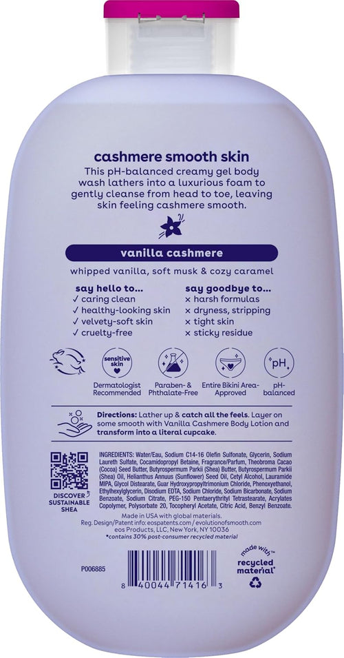 eos Shea Better Cashmere Body Wash, Vanilla Cashmere, Moisturizing, pH Balanced Body Wash, Creamy Gel Formula, Paraben & Phthalate Free, Sensitive Skin, 16 fl oz - 7DAY'S