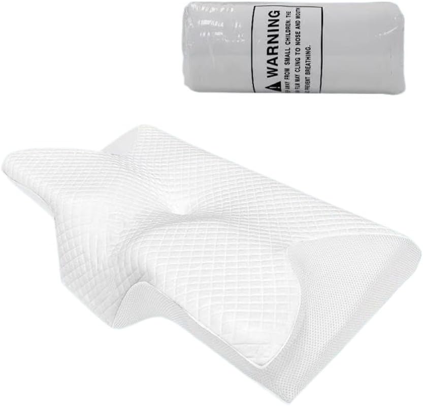 Ergonomic Memory Foam Neck Pillow, Comfortable Neck Support Cushion for Sleeping, Supportive Sleep Pillow（Super Good qualiey） (White) - 7DAY'S