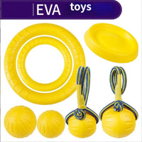 EVA pet supplies dog tug of war toys pull ring training Frisbee with rope elastic ball molar stick in stock - 7DAY'S