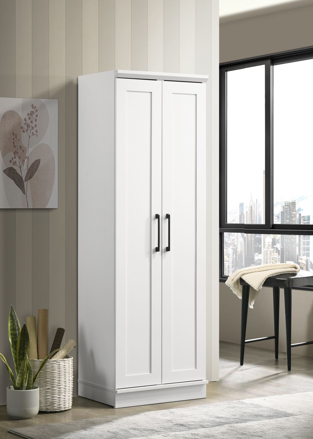 Evelyn 23" White Sleek Storage Cabinet with Framed Panel Design - 7DAY'S