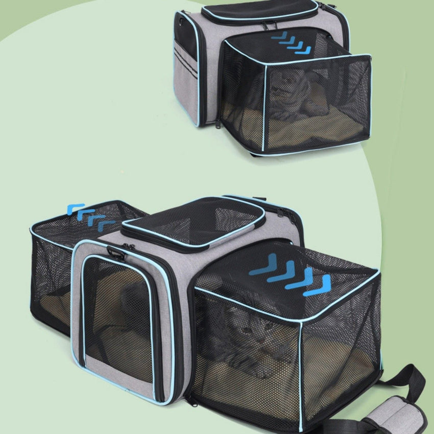 Expandable Pet Carrier Airline Approved Cat Dog Carrier Cat Collapsible Soft Carrier Bag with Removable Fleece Pad Pockets Breathable Mesh Adjustable Shoulder Strap Ban on Amazon sales - 7DAY'S