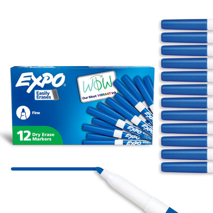 EXPO Dry Erase Markers, Low Odor Ink, Black, Fine Tip, 4 Count - Easily Erases, Vibrant Ink, Ideal for Classroom, Back to School Supplies, Teachers, Office, Whiteboard & Home - 7DAY'S