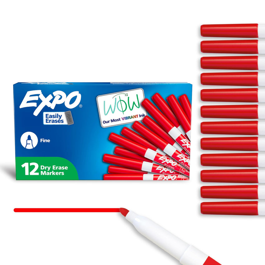 EXPO Dry Erase Markers, Low Odor Ink, Black, Fine Tip, 4 Count - Easily Erases, Vibrant Ink, Ideal for Classroom, Back to School Supplies, Teachers, Office, Whiteboard & Home - 7DAY'S