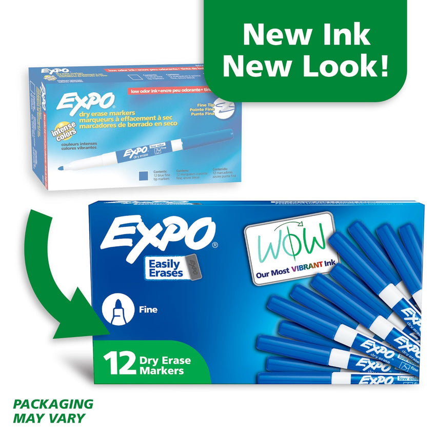 EXPO Dry Erase Markers, Low Odor Ink, Black, Fine Tip, 4 Count - Easily Erases, Vibrant Ink, Ideal for Classroom, Back to School Supplies, Teachers, Office, Whiteboard & Home - 7DAY'S