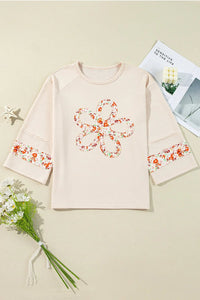 Exposed Seam Slit Floral Round Neck Blouse For women all sizes - 7DAY'S