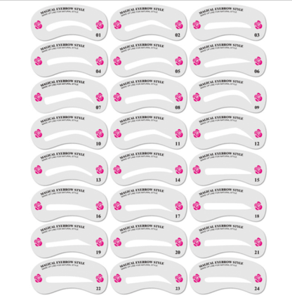 Eyebrow Stamp Stencil Kit, 24 Pc Eyebrow Shaping Stencils, Long - lasting Eyebrow Brow Definer, Perfect Make - up Reusable Kit - 7DAY'S