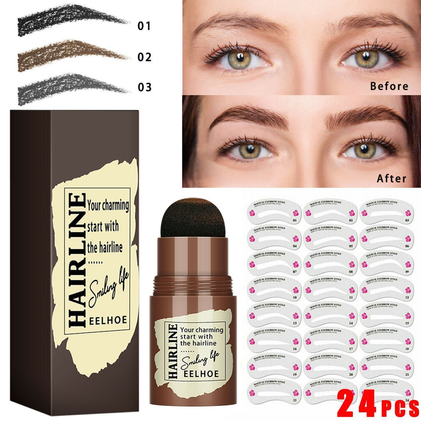 Eyebrow Stamp Stencil Kit, 24 Pc Eyebrow Shaping Stencils, Long - lasting Eyebrow Brow Definer, Perfect Make - up Reusable Kit - 7DAY'S