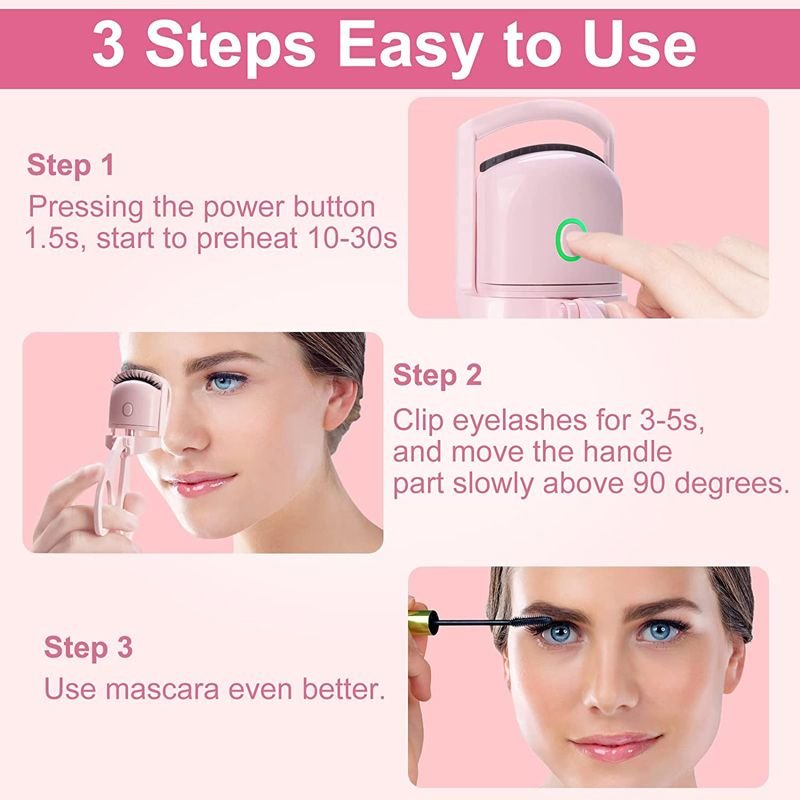 Eyelash Curler Portable Electric Heated Comb Eye Lash Long Lasting Eyelashes Curls Thermal Eyelash Curler Makeup Tools Heated Eyelash Curlers,Rechargeable Electric Eyelash Curler,Handheld Eyelash Heat - 7DAY'S
