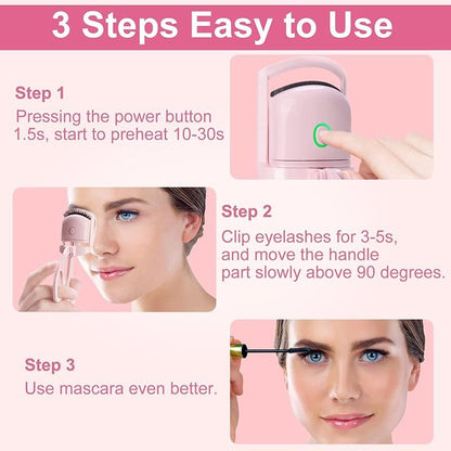 Eyelash Curler Portable Electric Heated Comb Eye Lash Long Lasting Eyelashes Curls Thermal Eyelash Curler Makeup Tools Heated Eyelash Curlers,Rechargeable Electric Eyelash Curler,Handheld Eyelash Heat - 7DAY'S
