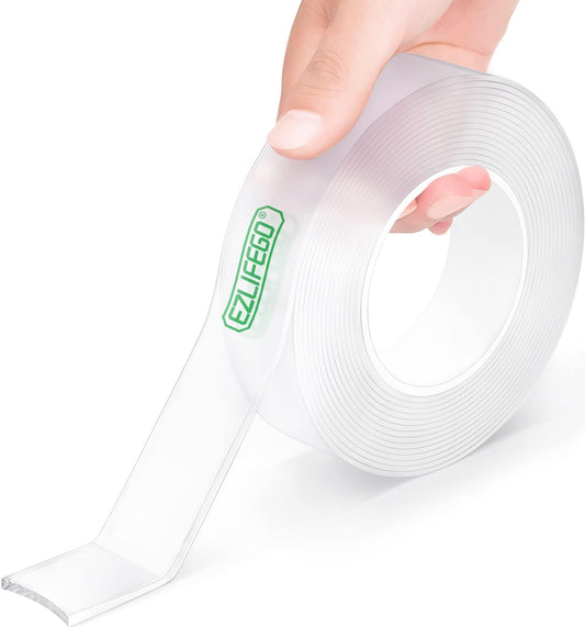 EZlifego Double Sided Tape Heavy Duty, Nano Double Sided Adhesive Tape, Clear Mounting Tape Picture Hanging Adhesive Strips (9.85FT) - 7DAY'S