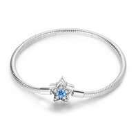 Silver Plated Stars Heart Shape Butterflies Clover Clasp Bracelet for Women Fit Original Charms Beads DIY Making Gift