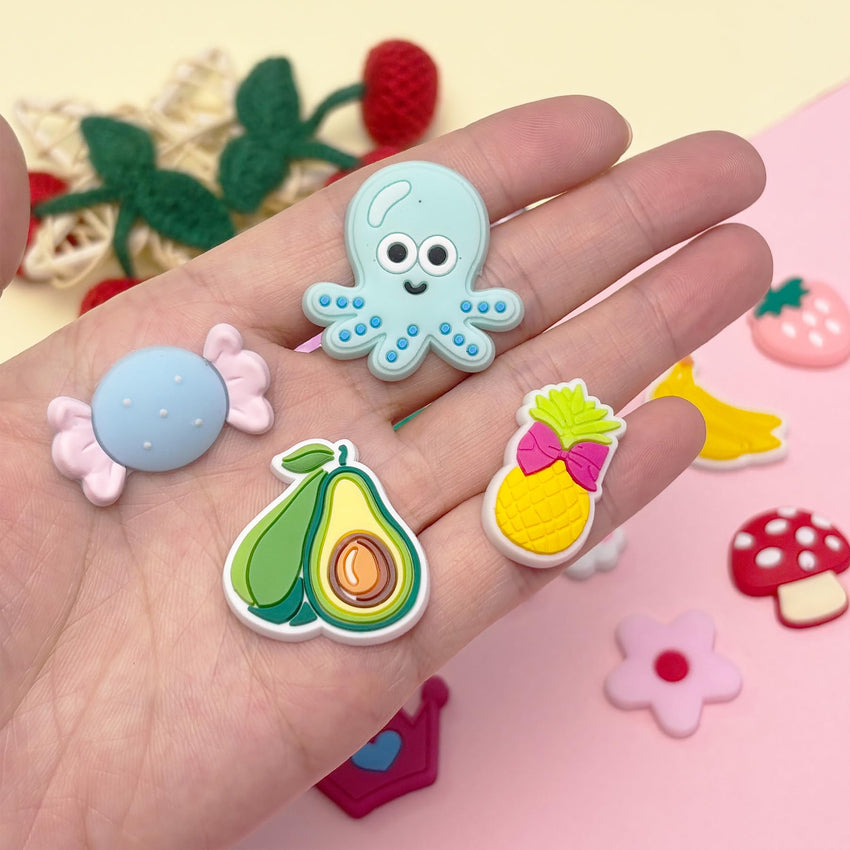 Fabric Cherry Shoe Charms for Girls, 20Pcs Cute PVC Charms for Clog Sandals, DIY Shoe Decoration Charms for Party Favor - 7DAY'S