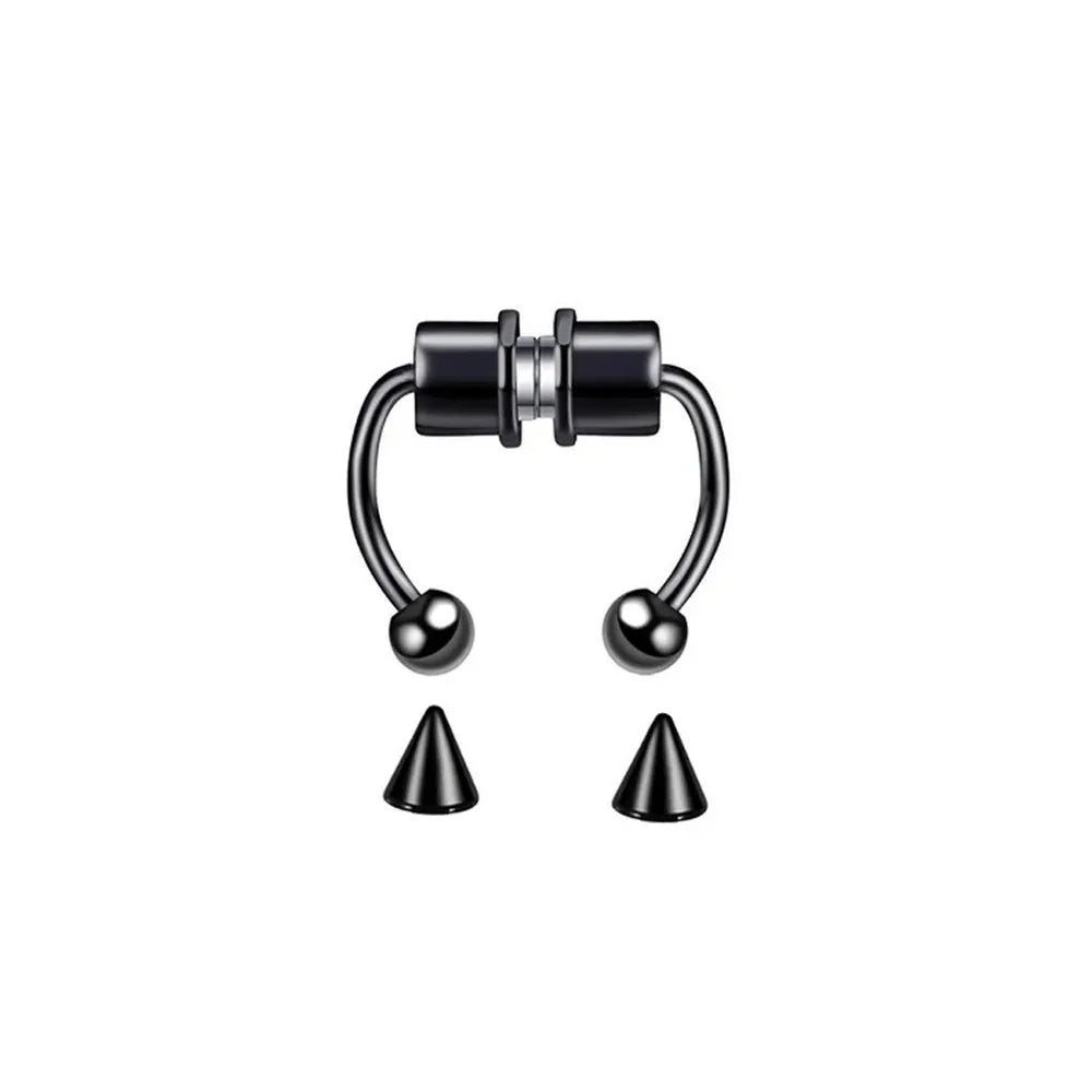 Fake Piercing Magnetic Nose Ring Hoop Septum Non Piercing Nose Clip Rock Hip Hoop Stainless Steel Punk Body Jewelry - 7DAY'S