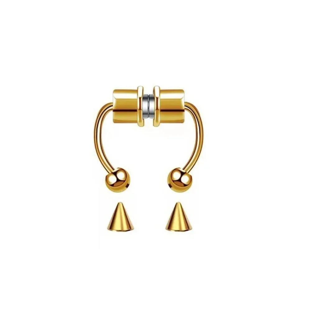 Fake Piercing Magnetic Nose Ring Hoop Septum Non Piercing Nose Clip Rock Hip Hoop Stainless Steel Punk Body Jewelry - 7DAY'S