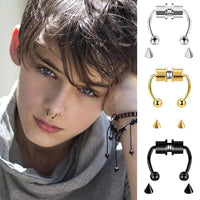 Fake Piercing Magnetic Nose Ring Hoop Septum Non Piercing Nose Clip Rock Hip Hoop Stainless Steel Punk Body Jewelry - 7DAY'S