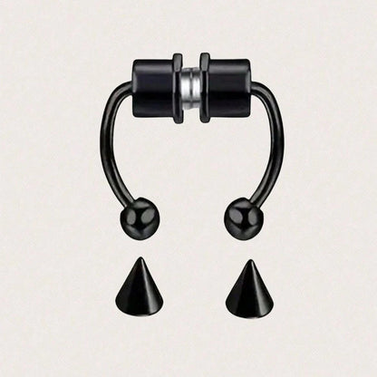 Fake Piercing Magnetic Nose Ring Hoop Septum Non Piercing Nose Clip Rock Hip Hoop Stainless Steel Punk Body Jewelry - 7DAY'S