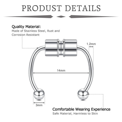 Fake Piercing Magnetic Nose Ring Hoop Septum Non Piercing Nose Clip Rock Hip Hoop Stainless Steel Punk Body Jewelry - 7DAY'S