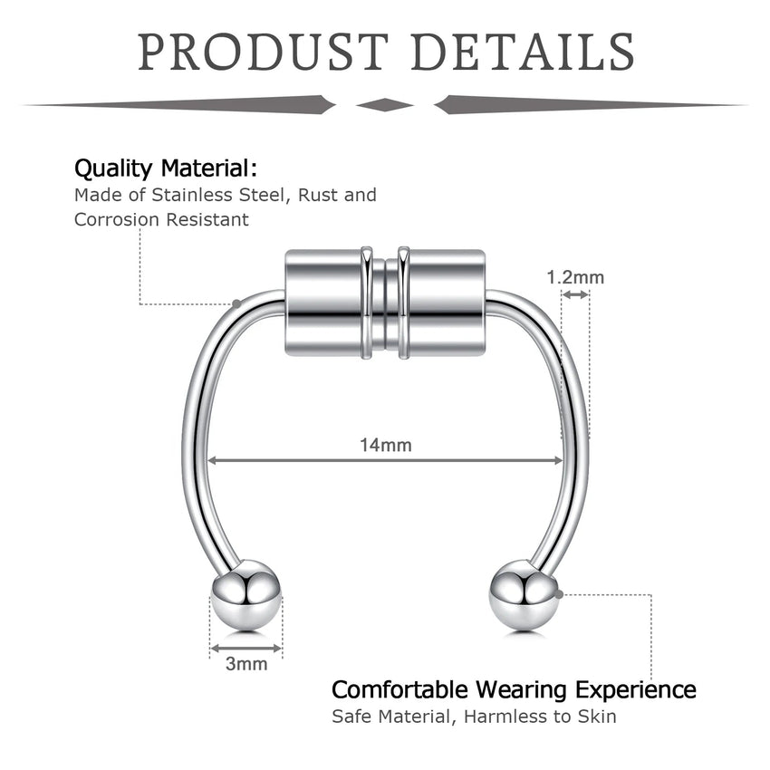 Fake Piercing Magnetic Nose Ring Hoop Septum Non Piercing Nose Clip Rock Hip Hoop Stainless Steel Punk Body Jewelry - 7DAY'S
