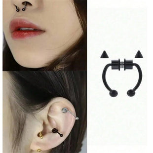 Fake Piercing Magnetic Nose Ring Hoop Septum Non Piercing Nose Clip Rock Hip Hoop Stainless Steel Punk Body Jewelry - 7DAY'S