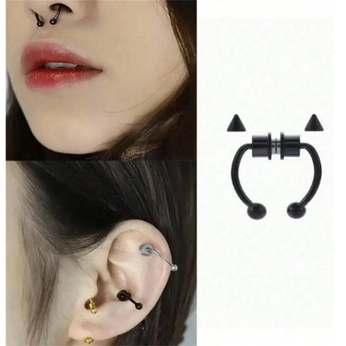 Fake Piercing Magnetic Nose Ring Hoop Septum Non Piercing Nose Clip Rock Hip Hoop Stainless Steel Punk Body Jewelry - 7DAY'S