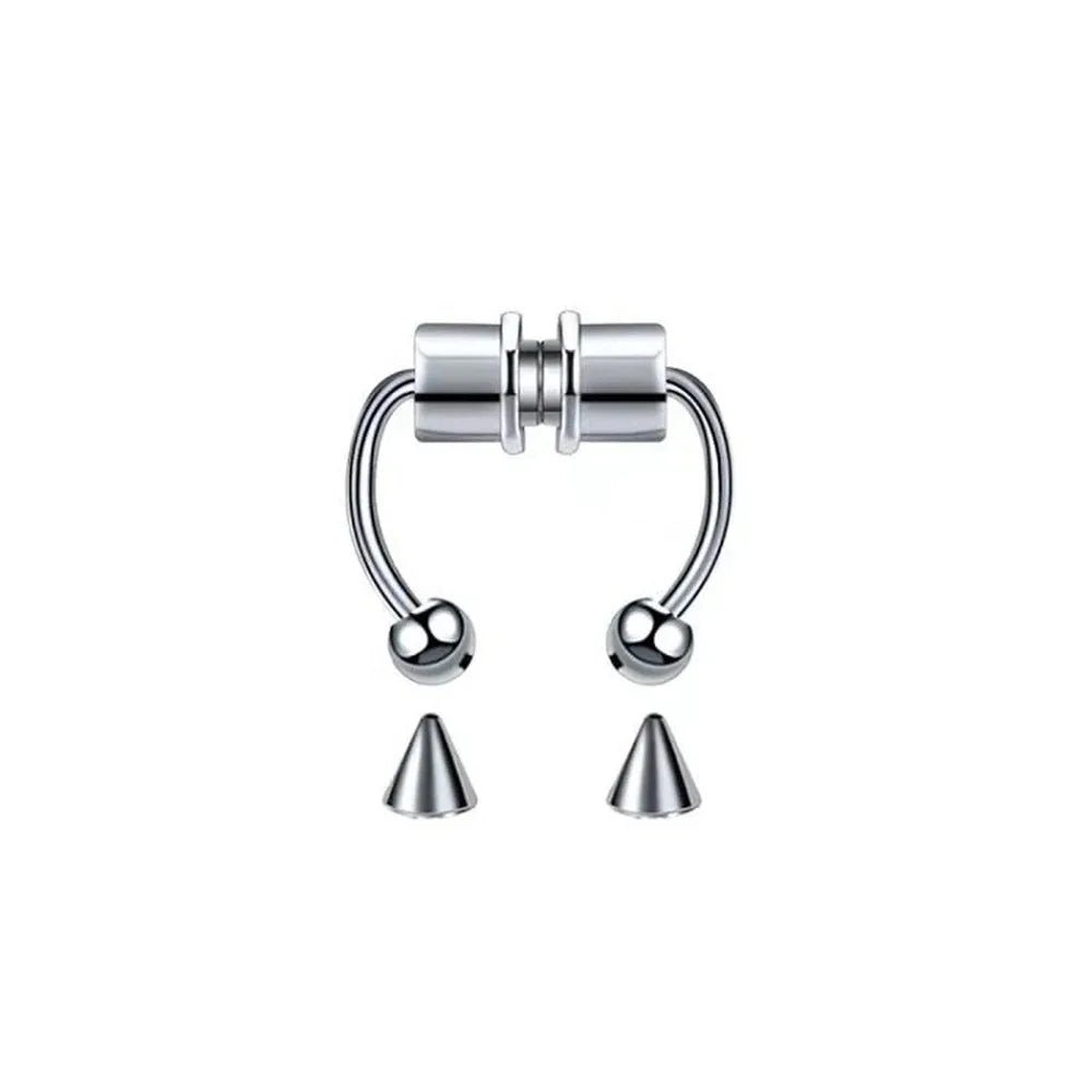 Fake Piercing Magnetic Nose Ring Hoop Septum Non Piercing Nose Clip Rock Hip Hoop Stainless Steel Punk Body Jewelry - 7DAY'S