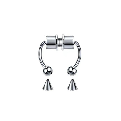 Fake Piercing Magnetic Nose Ring Hoop Septum Non Piercing Nose Clip Rock Hip Hoop Stainless Steel Punk Body Jewelry - 7DAY'S