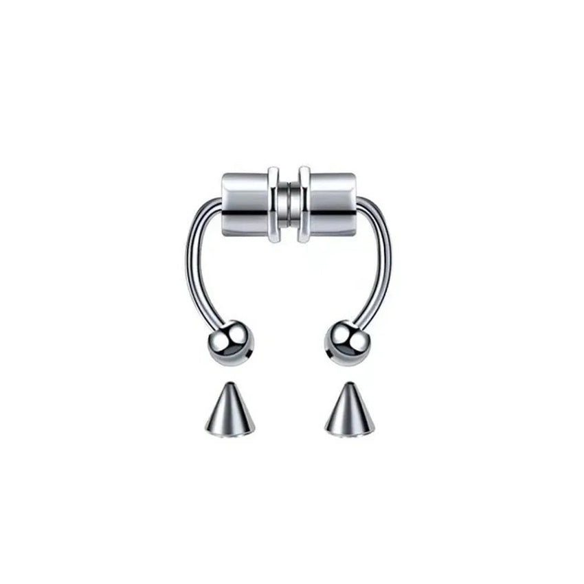 Fake Piercing Magnetic Nose Ring Hoop Septum Non Piercing Nose Clip Rock Hip Hoop Stainless Steel Punk Body Jewelry - 7DAY'S