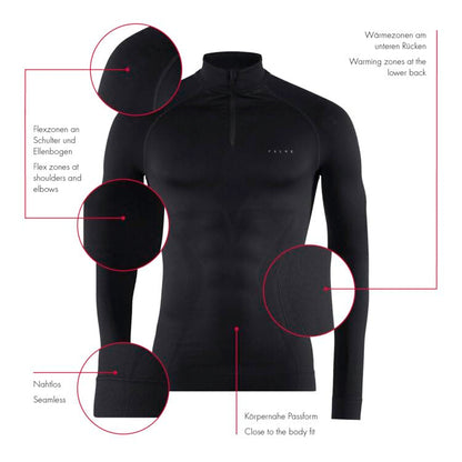 FALKE Men's Maximum Warm Zip Base Layer Top, 1 Piece - 7DAY'S