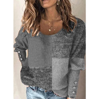 Fall/winter women's new sweater pullover round neck long sleeve contrast sweater - 7DAY'S