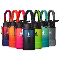 Farsea Insulated Water Bottle With Paracord Handle, Protective Silicone Boot and 2 Lids (Straw Lid & Spout Lid), Stainless Steel Water Bottle Wide Mouth, Double Wall Sweat - Proof BPA - Free, 18 oz - 7DAY'S