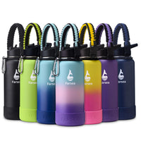 Farsea Insulated Water Bottle With Paracord Handle, Protective Silicone Boot and 2 Lids (Straw Lid & Spout Lid), Stainless Steel Water Bottle Wide Mouth, Double Wall Sweat - Proof BPA - Free, 18 oz - 7DAY'S
