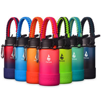Farsea Insulated Water Bottle With Paracord Handle, Protective Silicone Boot and 2 Lids (Straw Lid & Spout Lid), Stainless Steel Water Bottle Wide Mouth, Double Wall Sweat - Proof BPA - Free, 18 oz - 7DAY'S