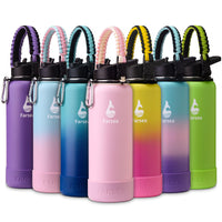 Farsea Insulated Water Bottle With Paracord Handle, Protective Silicone Boot and 2 Lids (Straw Lid & Spout Lid), Stainless Steel Water Bottle Wide Mouth, Double Wall Sweat - Proof BPA - Free, 18 oz - 7DAY'S