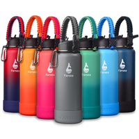 Farsea Insulated Water Bottle With Paracord Handle, Protective Silicone Boot and 2 Lids (Straw Lid & Spout Lid), Stainless Steel Water Bottle Wide Mouth, Double Wall Sweat - Proof BPA - Free, 18 oz - 7DAY'S