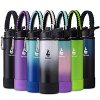 Farsea Insulated Water Bottle With Paracord Handle, Protective Silicone Boot and 2 Lids (Straw Lid & Spout Lid), Stainless Steel Water Bottle Wide Mouth, Double Wall Sweat - Proof BPA - Free, 18 oz - 7DAY'S