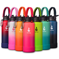Farsea Insulated Water Bottle With Paracord Handle, Protective Silicone Boot and 2 Lids (Straw Lid & Spout Lid), Stainless Steel Water Bottle Wide Mouth, Double Wall Sweat - Proof BPA - Free, 18 oz - 7DAY'S