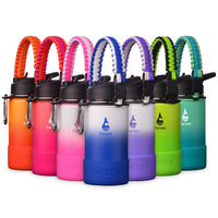 Farsea Insulated Water Bottle With Paracord Handle, Protective Silicone Boot and 2 Lids (Straw Lid & Spout Lid), Stainless Steel Water Bottle Wide Mouth, Double Wall Sweat - Proof BPA - Free, 18 oz - 7DAY'S