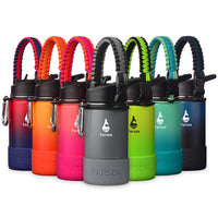 Farsea Insulated Water Bottle With Paracord Handle, Protective Silicone Boot and 2 Lids (Straw Lid & Spout Lid), Stainless Steel Water Bottle Wide Mouth, Double Wall Sweat - Proof BPA - Free, 18 oz - 7DAY'S