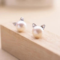 Fashion Earings Jewelry Silver Color Small Pearl Cat Stud Earrings for Women Girls Summer Daisy Flower Earring Pendientes - 7DAY'S