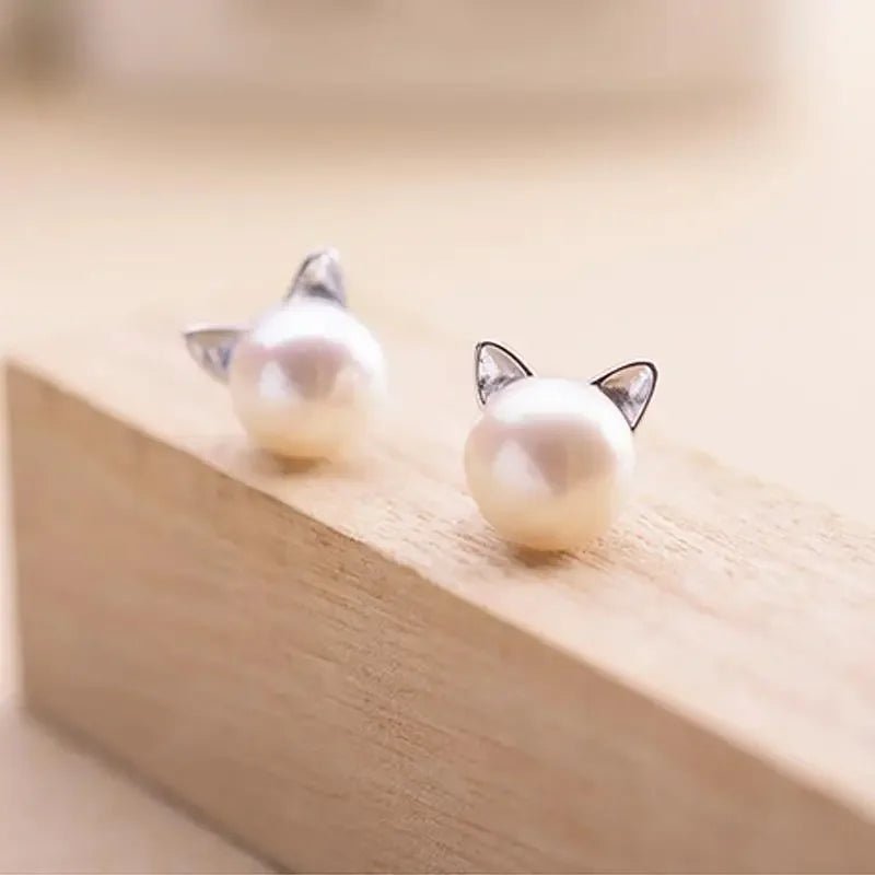 Fashion Earings Jewelry Silver Color Small Pearl Cat Stud Earrings for Women Girls Summer Daisy Flower Earring Pendientes - 7DAY'S
