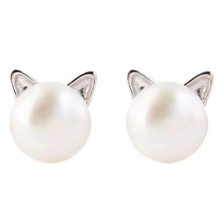 Fashion Earings Jewelry Silver Color Small Pearl Cat Stud Earrings for Women Girls Summer Daisy Flower Earring Pendientes - 7DAY'S