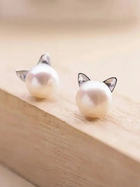 Fashion Earings Jewelry Silver Color Small Pearl Cat Stud Earrings for Women Girls Summer Daisy Flower Earring Pendientes - 7DAY'S